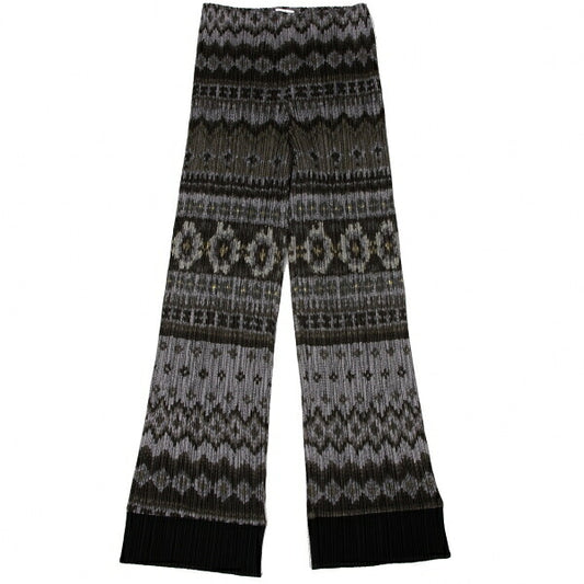 PLEATS PLEASE Polyester Ethnic Print Pants Charcoal Size 1