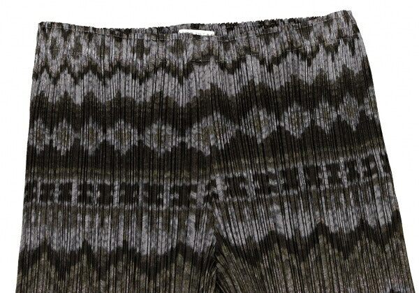 PLEATS PLEASE Polyester Ethnic Print Pants Charcoal Size 1