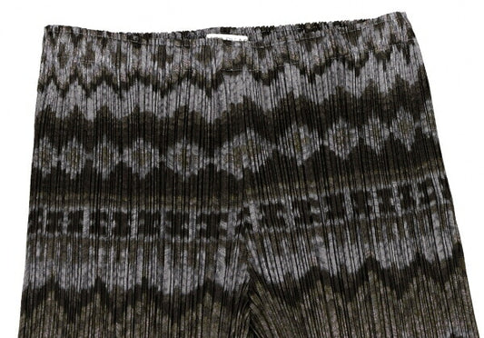 PLEATS PLEASE Polyester Ethnic Print Pants Charcoal Size 1