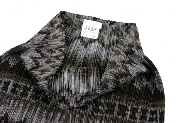 PLEATS PLEASE Polyester Ethnic Print Pants Charcoal Size 1