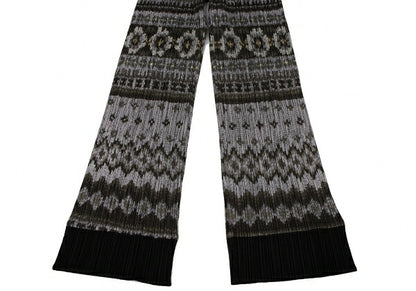 PLEATS PLEASE Polyester Ethnic Print Pants Charcoal Size 1