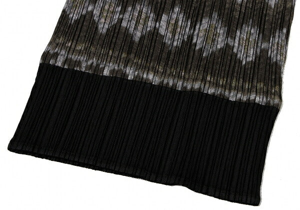 PLEATS PLEASE Polyester Ethnic Print Pants Charcoal Size 1