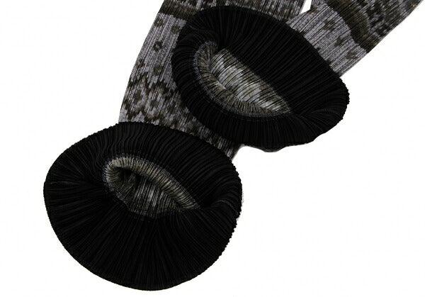 PLEATS PLEASE Polyester Ethnic Print Pants Charcoal Size 1