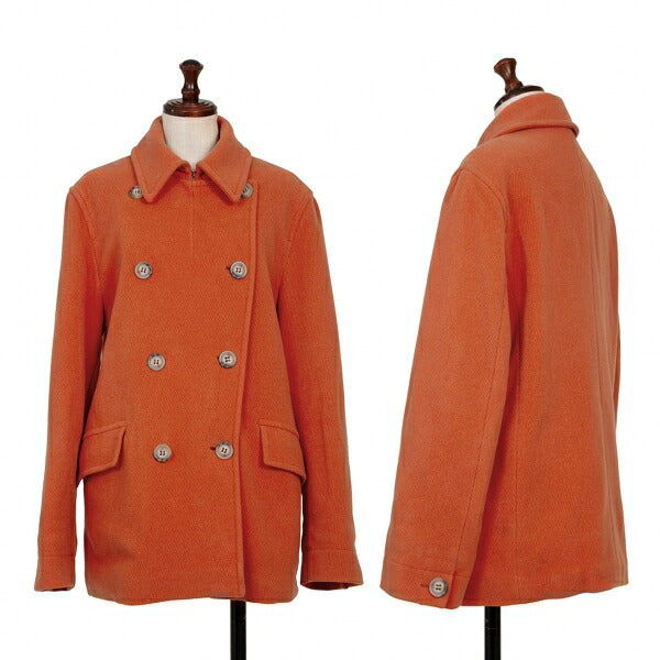 Max Mara WEEKEND Wool Pique Padded Pea Coat Orange Size 40