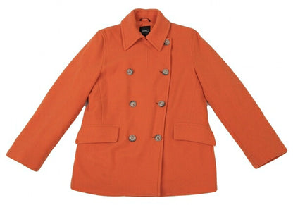 Max Mara WEEKEND Wool Pique Padded Pea Coat Orange Size 40