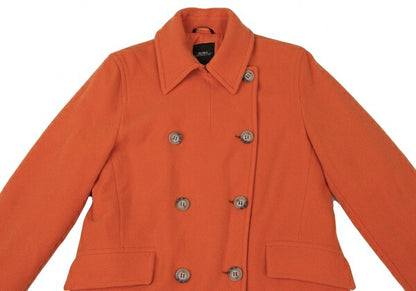 Max Mara WEEKEND Wool Pique Padded Pea Coat Orange Size 40