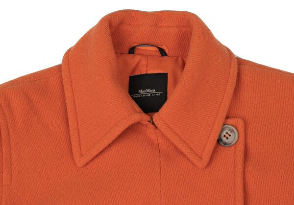 Max Mara WEEKEND Wool Pique Padded Pea Coat Orange Size 40