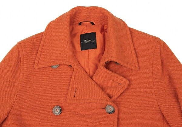 Max Mara WEEKEND Wool Pique Padded Pea Coat Orange Size 40