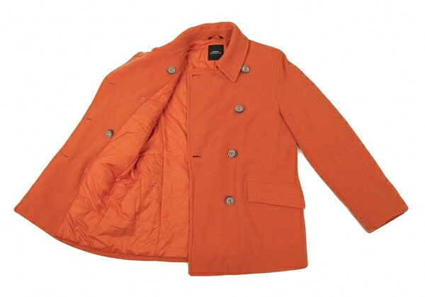 Max Mara WEEKEND Wool Pique Padded Pea Coat Orange Size 40
