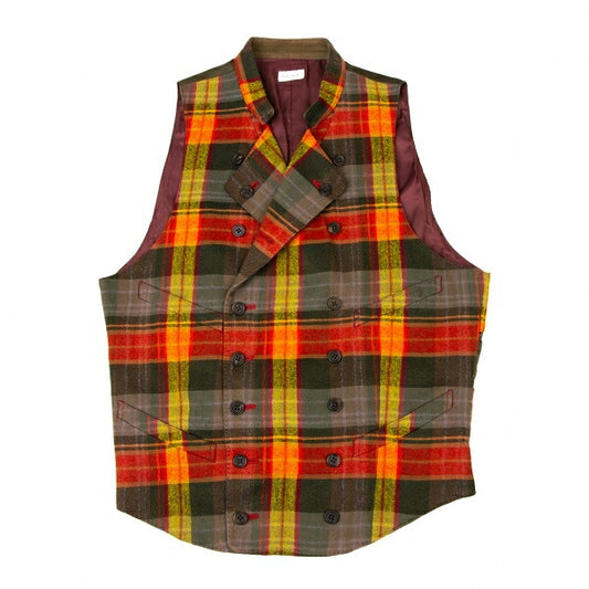 Paul Smith Cotton Wool Wrinkle Check Vest Red/Yellow Size M