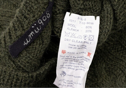 45rpm 45R umii908 Alpaca Blend Wool Cable Dark Green Sweater Size 2