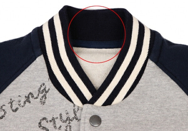 Papas Logo Patch Varsity Jacket Grey Navy Size S