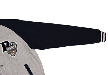 Papas Logo Patch Varsity Jacket Grey Navy Size S