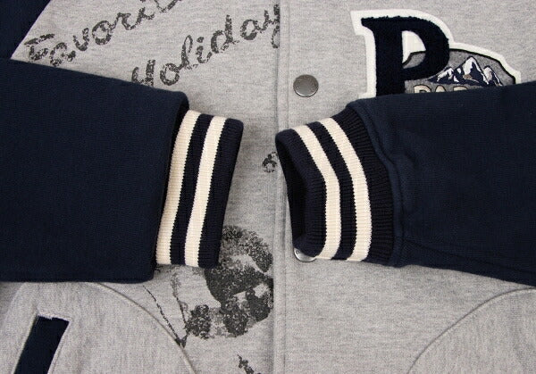 Papas Logo Patch Varsity Jacket Grey Navy Size S