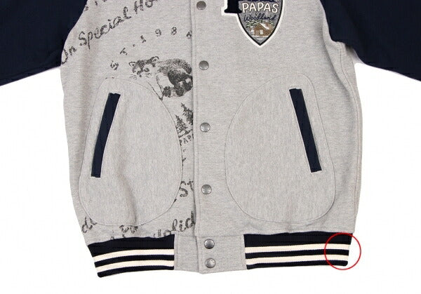 Papas Logo Patch Varsity Jacket Grey Navy Size S