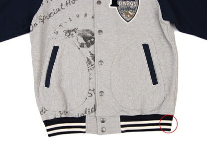 Papas Logo Patch Varsity Jacket Grey Navy Size S
