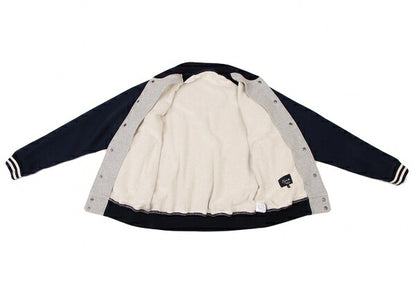 Papas Logo Patch Varsity Jacket Grey Navy Size S