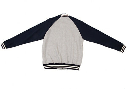 Papas Logo Patch Varsity Jacket Grey Navy Size S