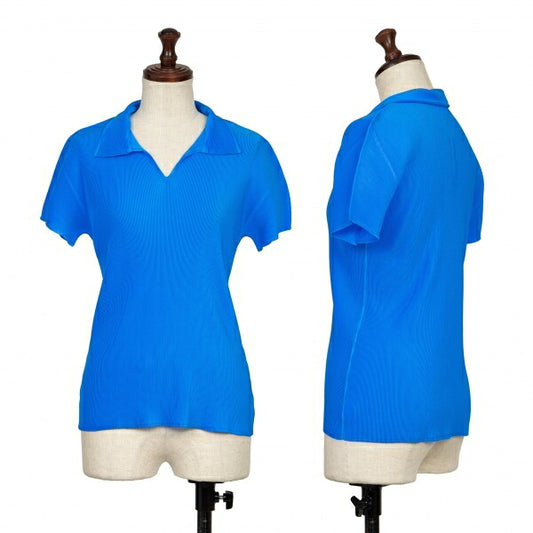 PLEATS PLEASE Mist Pleats Skipper Polo Blue Size 3
