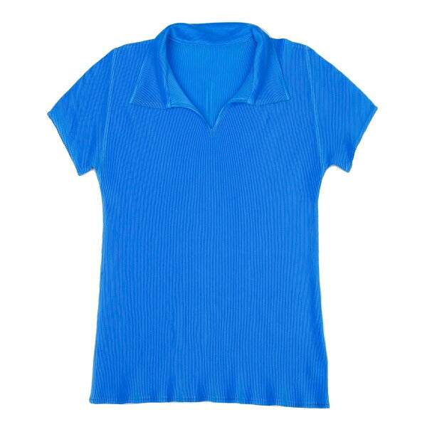 PLEATS PLEASE Mist Pleats Skipper Polo Blue Size 3