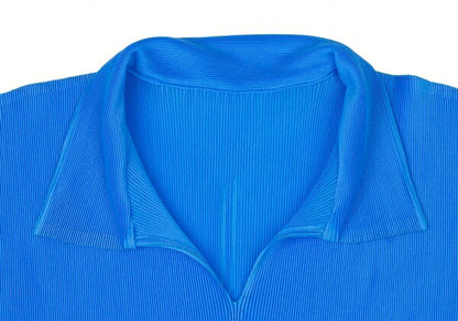 PLEATS PLEASE Mist Pleats Skipper Polo Blue Size 3