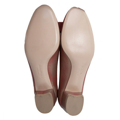 Salvatore Ferragamo Ribbon Leather Pumps Pink Gold Size 24CM