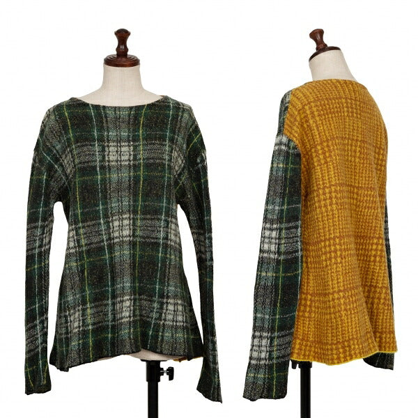 45rpm Wool Tartan Check Color Sweater Green/Yellow Size 0