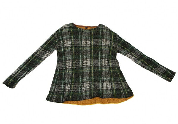 45rpm Wool Tartan Check Color Sweater Green/Yellow Size 0