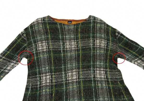 45rpm Wool Tartan Check Color Sweater Green/Yellow Size 0