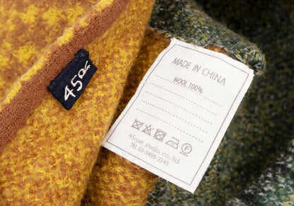 45rpm Wool Tartan Check Color Sweater Green/Yellow Size 0