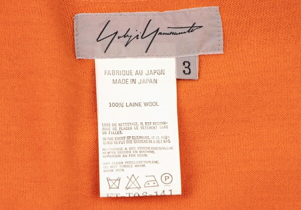 Yohji Yamamoto FEMME Wool Front Cardigan Orange Size 3