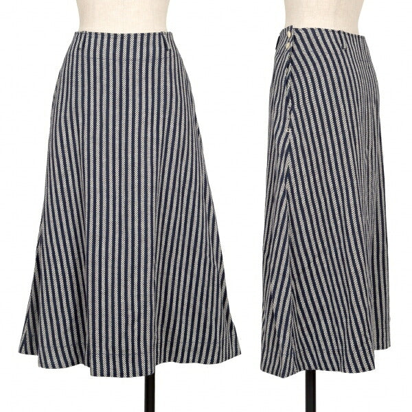 45rpm Indigo Dyed Stripe Weave Midi Skirt Blue Size 2