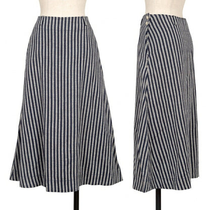 45rpm Indigo Dyed Stripe Weave Midi Skirt Blue Size 2