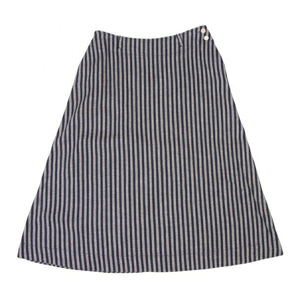 45rpm Indigo Dyed Stripe Weave Midi Skirt Blue Size 2
