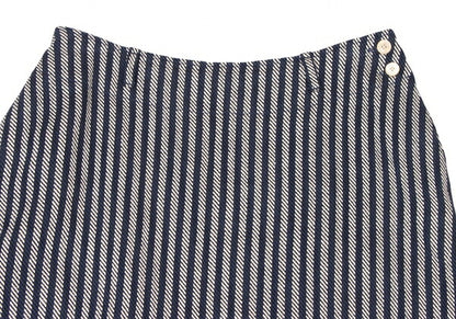 45rpm Indigo Dyed Stripe Weave Midi Skirt Blue Size 2