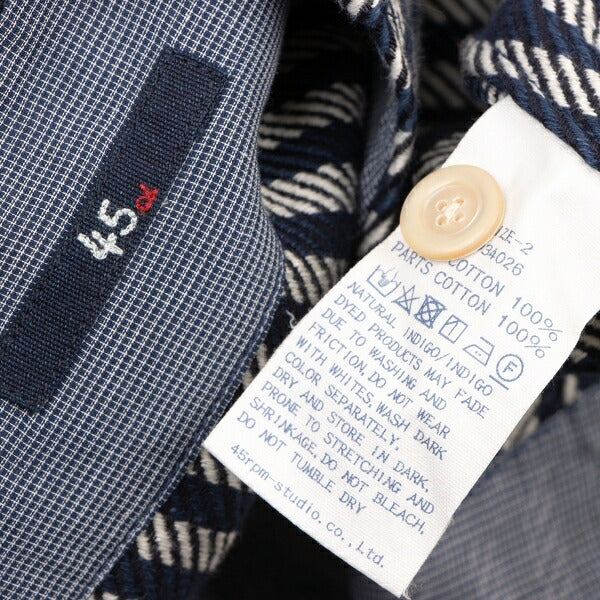 45rpm Indigo Dyed Stripe Weave Midi Skirt Blue Size 2
