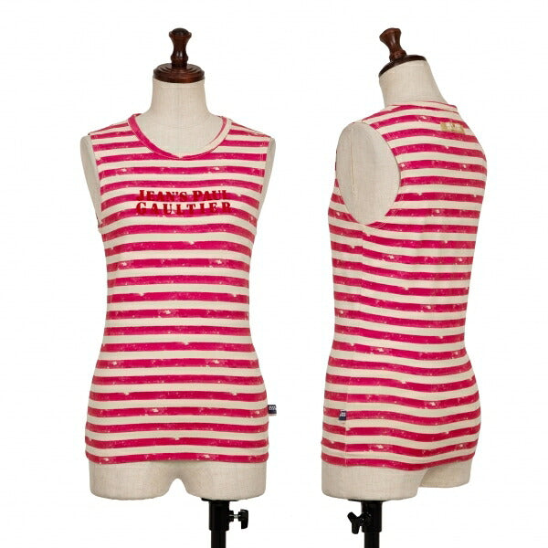 Jean's Paul GAULTIER Cotton Logo Stripe Pink White Size M