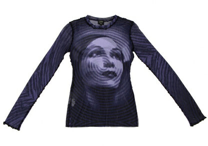 Jean Paul GAULTIER FEMME Geometric Face Top Black Size 40