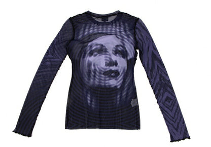 Jean Paul GAULTIER FEMME Geometric Face Top Black Size 40
