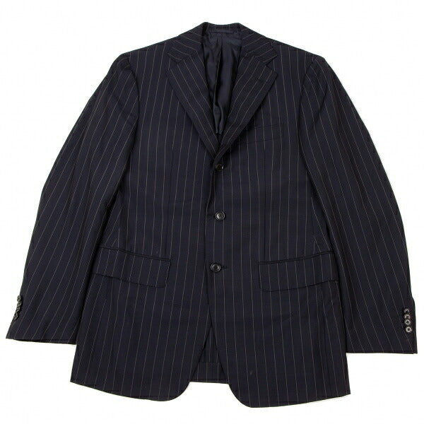 Sartoria Partenopea Wool Mohair Stripe 3B Navy White Jacket Size 46