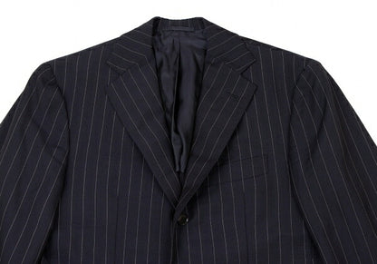 Sartoria Partenopea Wool Mohair Stripe 3B Navy White Jacket Size 46