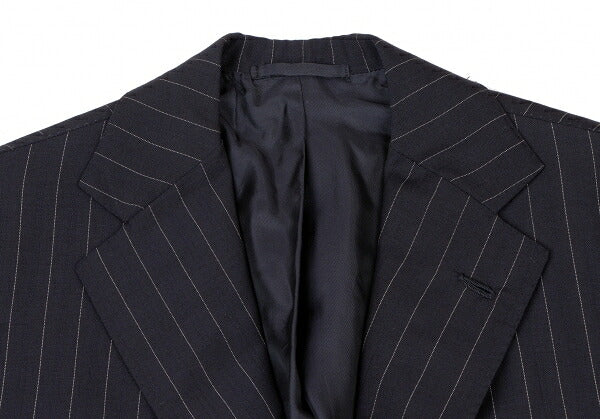 Sartoria Partenopea Wool Mohair Stripe 3B Navy White Jacket Size 46