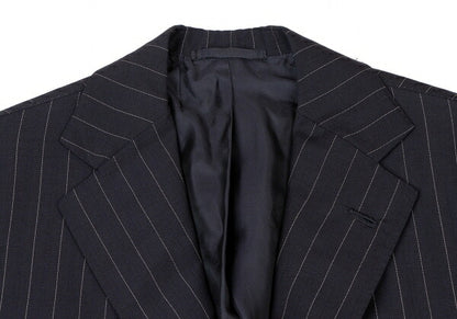 Sartoria Partenopea Wool Mohair Stripe 3B Navy White Jacket Size 46