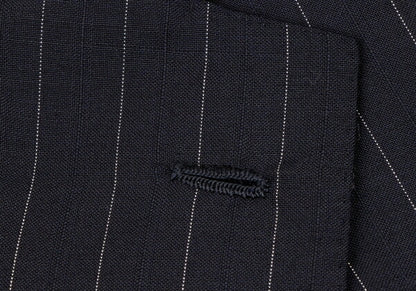 Sartoria Partenopea Wool Mohair Stripe 3B Navy White Jacket Size 46