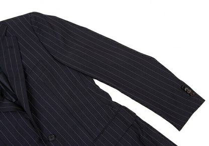 Sartoria Partenopea Wool Mohair Stripe 3B Navy White Jacket Size 46