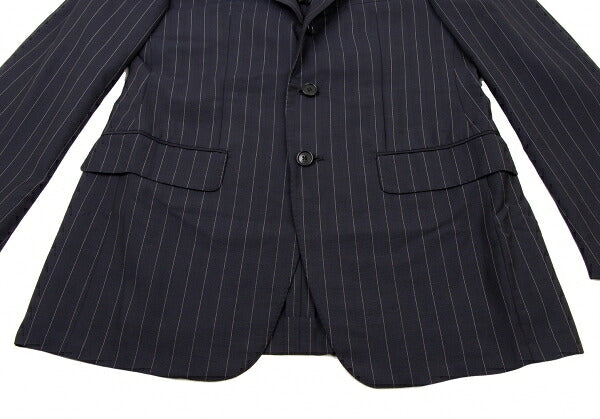 Sartoria Partenopea Wool Mohair Stripe 3B Navy White Jacket Size 46
