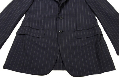 Sartoria Partenopea Wool Mohair Stripe 3B Navy White Jacket Size 46