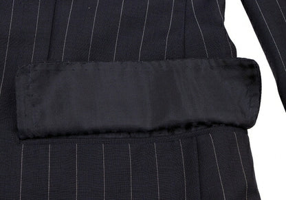 Sartoria Partenopea Wool Mohair Stripe 3B Navy White Jacket Size 46