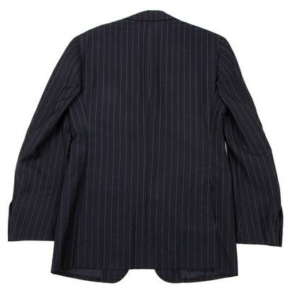 Sartoria Partenopea Wool Mohair Stripe 3B Navy White Jacket Size 46