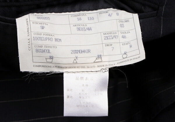 Sartoria Partenopea Wool Mohair Stripe 3B Navy White Jacket Size 46